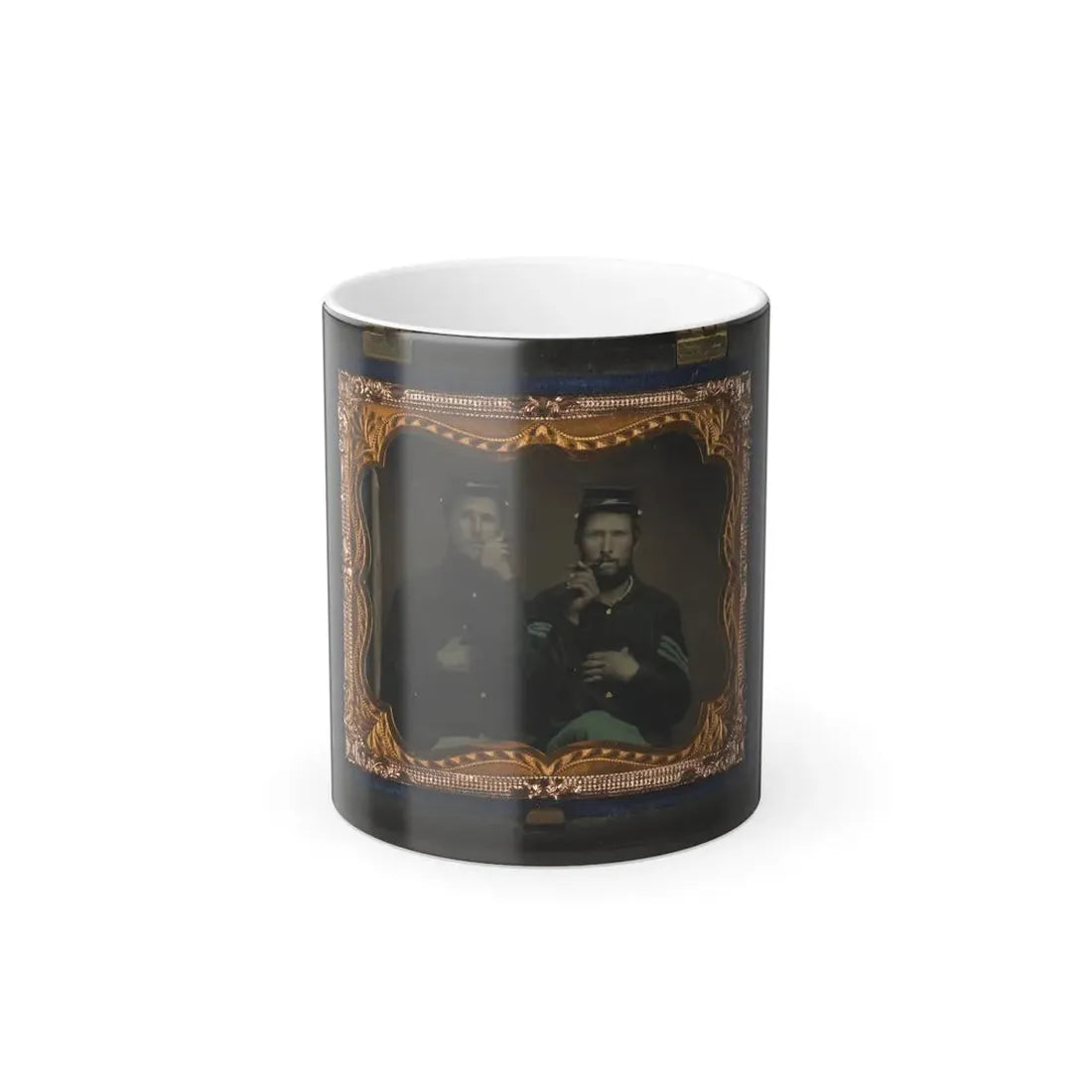 Two Unidentified Soldiers in Union Uniforms Holding Cigars in Each Others' Mouths (U.S. Civil War) Color Changing Coffee Mug 11oz Default Title 11oz - Go Mug Yourself