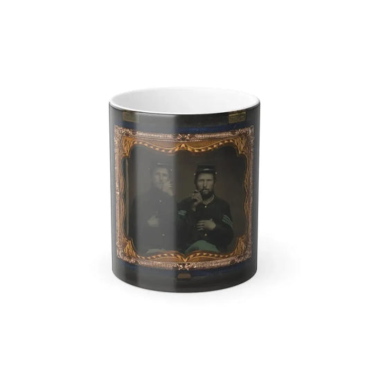 Two Unidentified Soldiers in Union Uniforms Holding Cigars in Each Others' Mouths (U.S. Civil War) Color Changing Coffee Mug 11oz Default Title 11oz - Go Mug Yourself