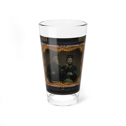 Two Unidentified Soldiers In Union Uniforms Holding Cigars In Each Others' Mouths (U.S. Civil War) Pint Glass 16oz 16oz - Go Mug Yourself