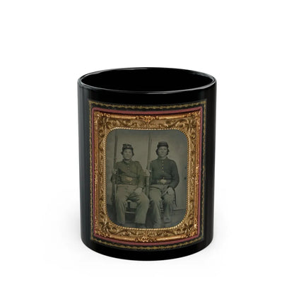 Two Unidentified Soldiers In Union Uniforms Holding Muskets (U.S. Civil War) Black Coffee Mug-11oz-Go Mug Yourself