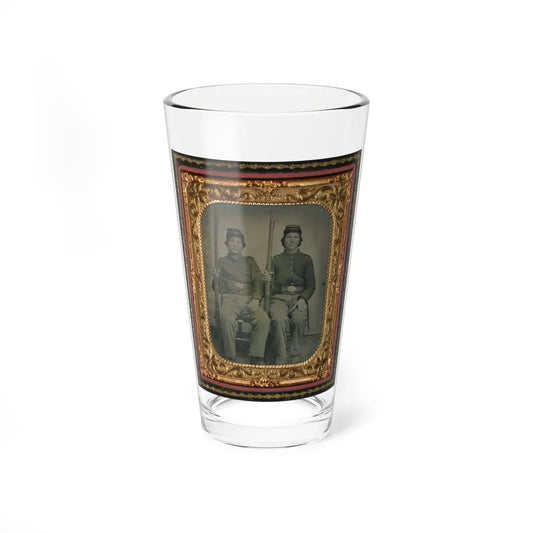 Two Unidentified Soldiers In Union Uniforms Holding Muskets (U.S. Civil War) Pint Glass 16oz-16oz-Go Mug Yourself