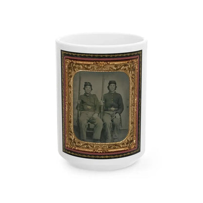 Two Unidentified Soldiers In Union Uniforms Holding Muskets (U.S. Civil War) White Coffee Mug 15oz - Go Mug Yourself