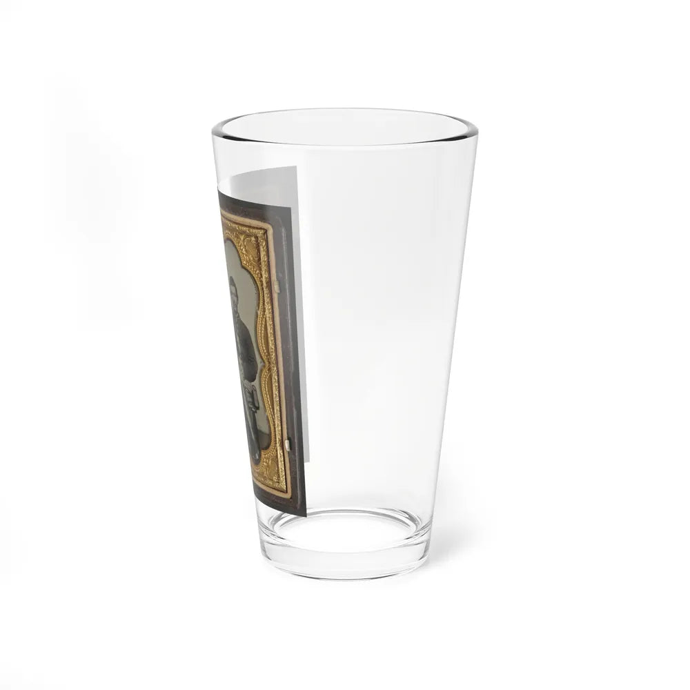 Two Unidentified Soldiers In Union Uniforms In Front Of American Flag (U.S. Civil War) Pint Glass 16oz-Go Mug Yourself