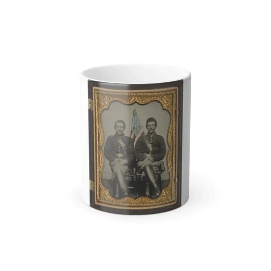 Two Unidentified Soldiers in Union Uniforms in Front of American Flag (U.S. Civil War) Color Changing Coffee Mug 11oz Default Title 11oz - Go Mug Yourself