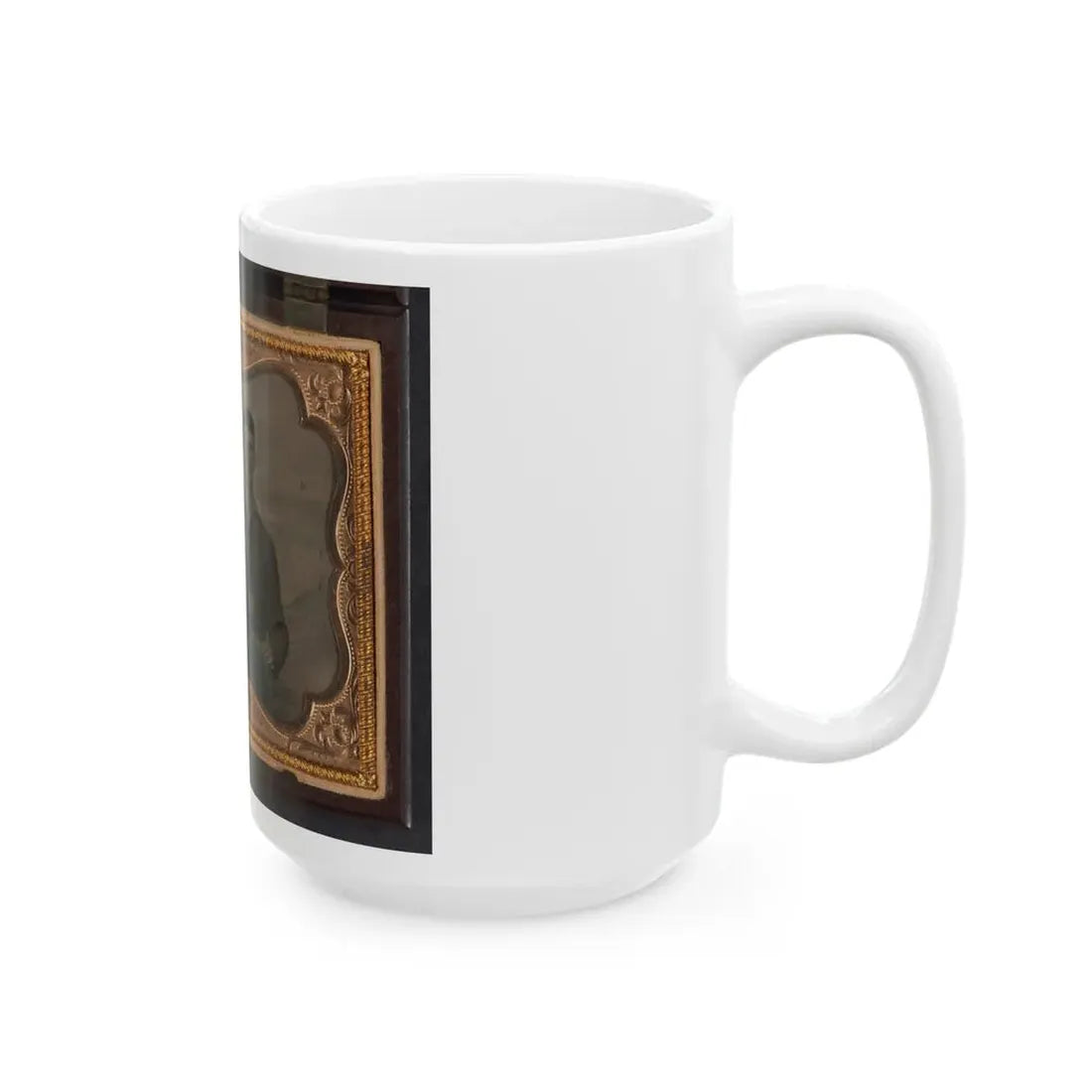 Two Unidentified Soldiers In Union Uniforms In Front Of Painted Backdrop Showing Military Camp Scene (U.S. Civil War) White Coffee Mug - Go Mug Yourself