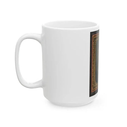 Two Unidentified Soldiers In Union Uniforms In Front Of Painted Backdrop Showing Trees (U.S. Civil War) White Coffee Mug - Go Mug Yourself