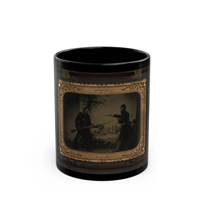 Two Unidentified Soldiers In Union Uniforms Posing With Bayoneted Springfield Model 1861 (U.S. Civil War) Black Coffee Mug 11oz - Go Mug Yourself