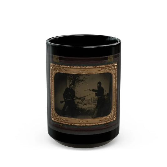 Two Unidentified Soldiers In Union Uniforms Posing With Bayoneted Springfield Model 1861 (U.S. Civil War) Black Coffee Mug 15oz - Go Mug Yourself