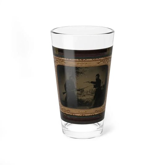 Two Unidentified Soldiers In Union Uniforms Posing With Bayoneted Springfield Model 1861 (U.S. Civil War) Pint Glass 16oz 16oz - Go Mug Yourself