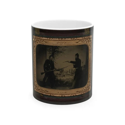 Two Unidentified Soldiers In Union Uniforms Posing With Bayoneted Springfield Model 1861 (U.S. Civil War) White Coffee Mug 11oz - Go Mug Yourself