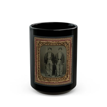 Two Unidentified Soldiers In Union Uniforms With Bayoneted Muskets And Pistols (U.S. Civil War) Black Coffee Mug-15oz-Go Mug Yourself