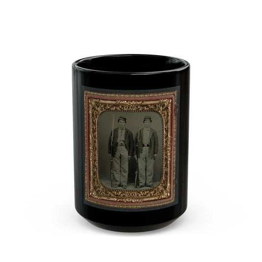 Two Unidentified Soldiers In Union Uniforms With Bayoneted Muskets And Pistols (U.S. Civil War) Black Coffee Mug-15oz-Go Mug Yourself