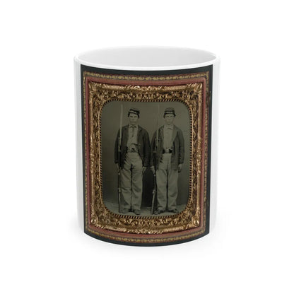 Two Unidentified Soldiers In Union Uniforms With Bayoneted Muskets And Pistols (U.S. Civil War) White Coffee Mug-11oz-Go Mug Yourself