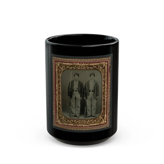 Two Unidentified Soldiers In Union Uniforms With Bayoneted Muskets And Pistols (U.S. Civil War) Black Coffee Mug 15oz - Go Mug Yourself