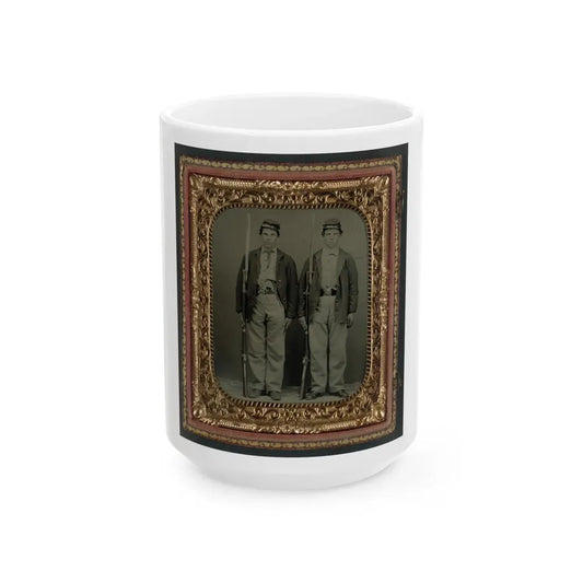 Two Unidentified Soldiers In Union Uniforms With Bayoneted Muskets And Pistols (U.S. Civil War) White Coffee Mug 15oz - Go Mug Yourself