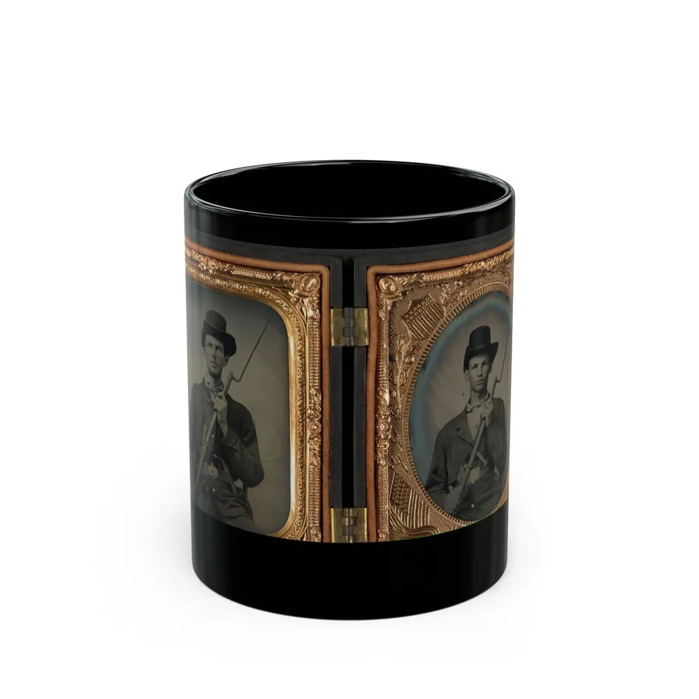 Two Unidentified Soldiers In Union Uniforms With Bayoneted Muskets (U.S. Civil War) Black Coffee Mug-11oz-Go Mug Yourself