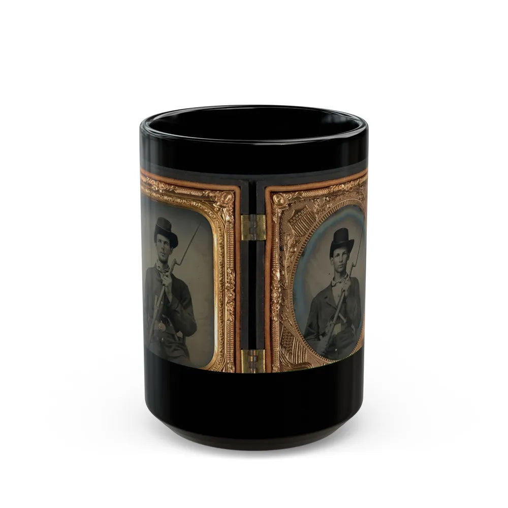 Two Unidentified Soldiers In Union Uniforms With Bayoneted Muskets (U.S. Civil War) Black Coffee Mug-15oz-Go Mug Yourself