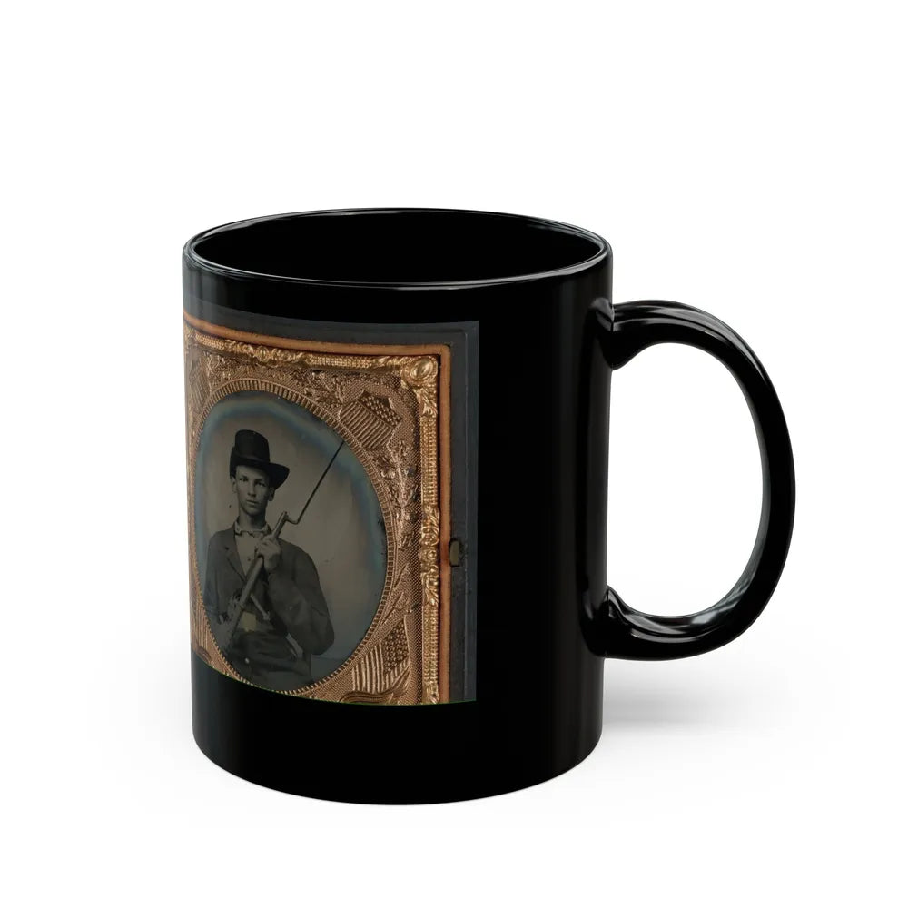 Two Unidentified Soldiers In Union Uniforms With Bayoneted Muskets (U.S. Civil War) Black Coffee Mug-Go Mug Yourself