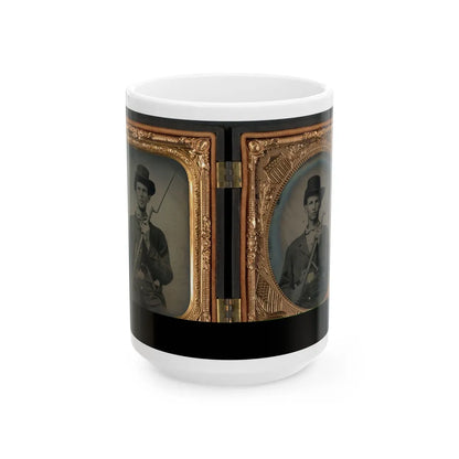 Two Unidentified Soldiers In Union Uniforms With Bayoneted Muskets (U.S. Civil War) White Coffee Mug-15oz-Go Mug Yourself