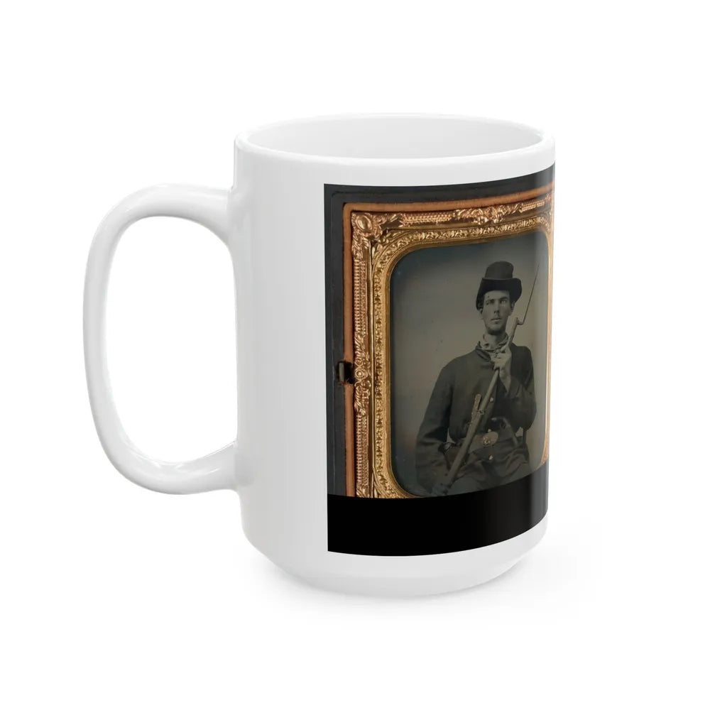 Two Unidentified Soldiers In Union Uniforms With Bayoneted Muskets (U.S. Civil War) White Coffee Mug-Go Mug Yourself