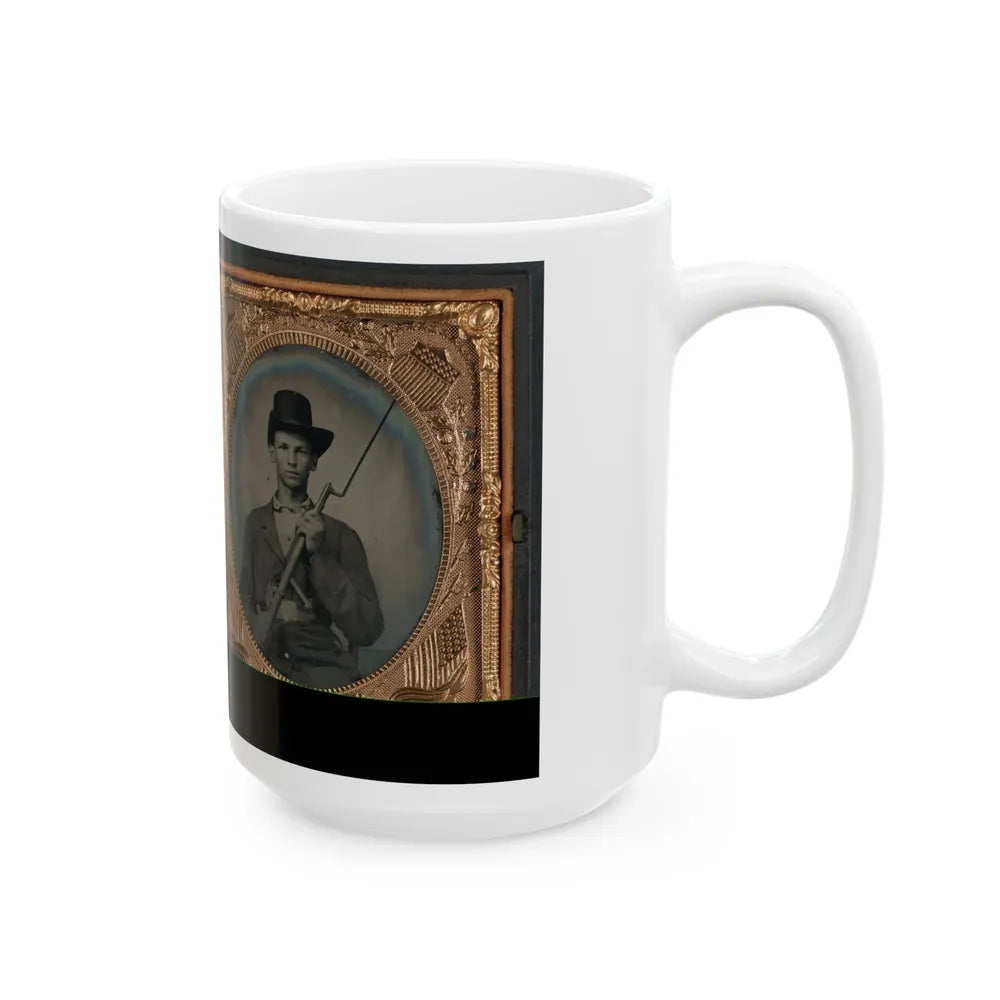 Two Unidentified Soldiers In Union Uniforms With Bayoneted Muskets (U.S. Civil War) White Coffee Mug-Go Mug Yourself