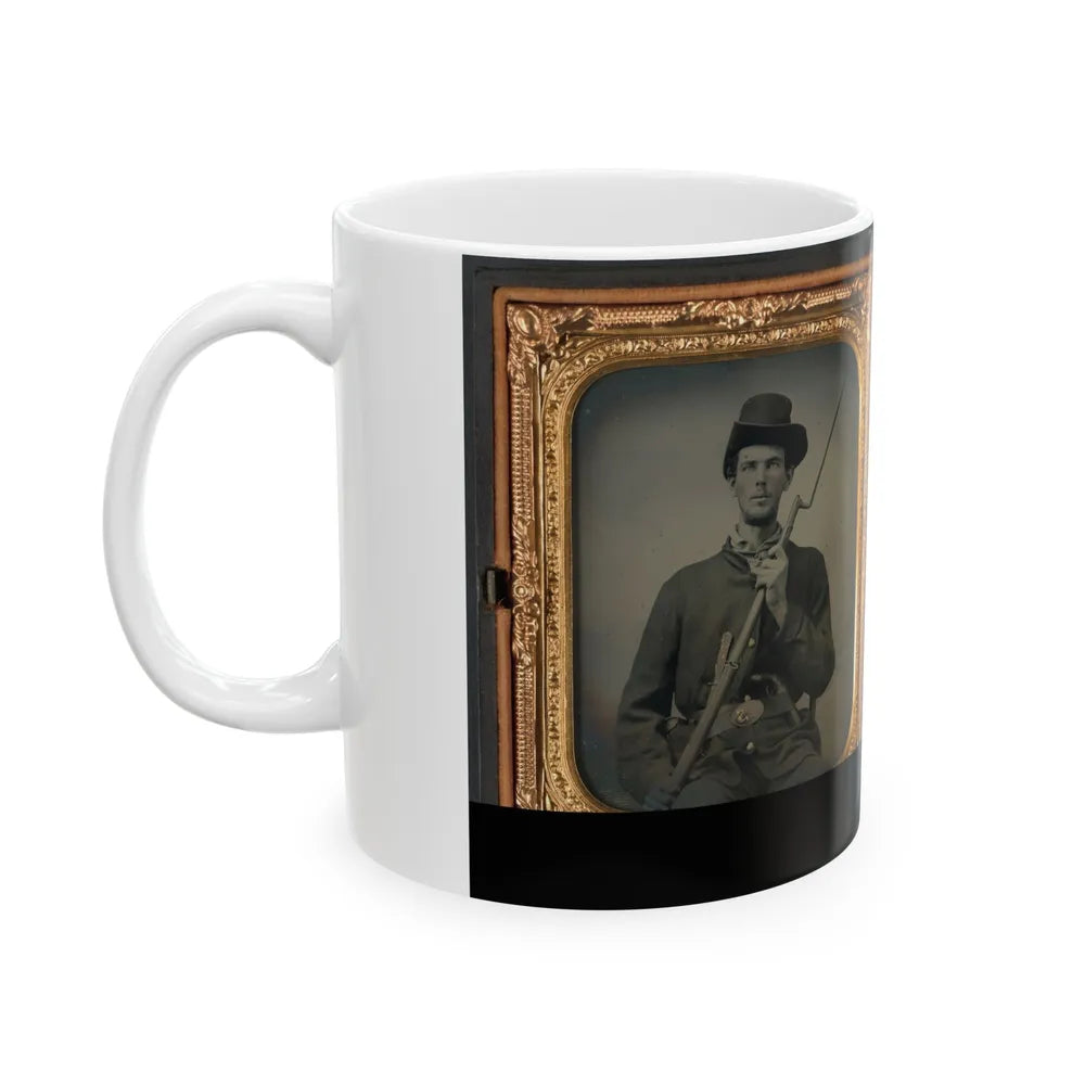 Two Unidentified Soldiers In Union Uniforms With Bayoneted Muskets (U.S. Civil War) White Coffee Mug-Go Mug Yourself