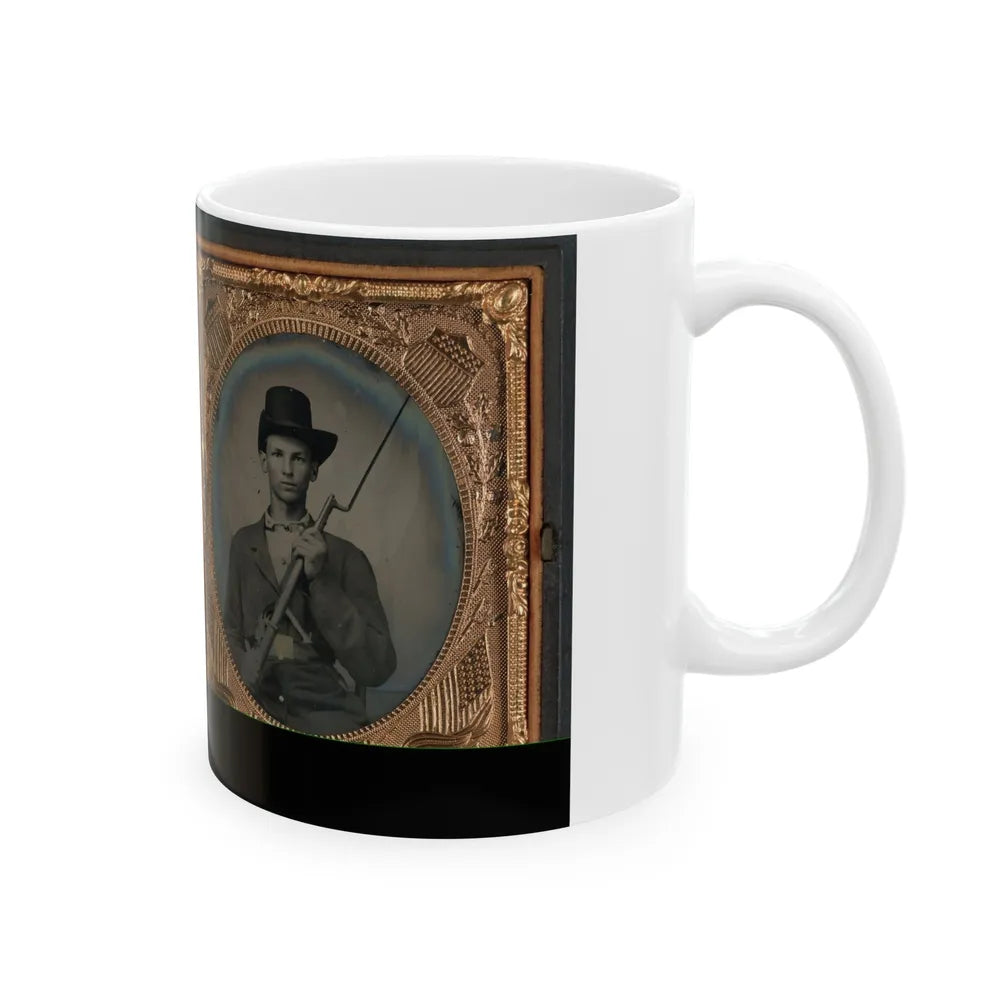 Two Unidentified Soldiers In Union Uniforms With Bayoneted Muskets (U.S. Civil War) White Coffee Mug-Go Mug Yourself