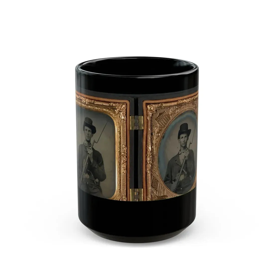 Two Unidentified Soldiers In Union Uniforms With Bayoneted Muskets (U.S. Civil War) Black Coffee Mug 15oz - Go Mug Yourself