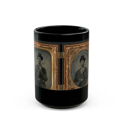 Two Unidentified Soldiers In Union Uniforms With Bayoneted Muskets (U.S. Civil War) Black Coffee Mug 15oz - Go Mug Yourself