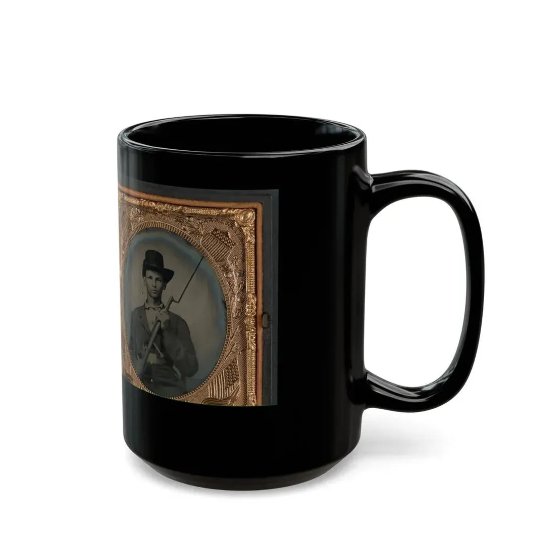 Two Unidentified Soldiers In Union Uniforms With Bayoneted Muskets (U.S. Civil War) Black Coffee Mug - Go Mug Yourself