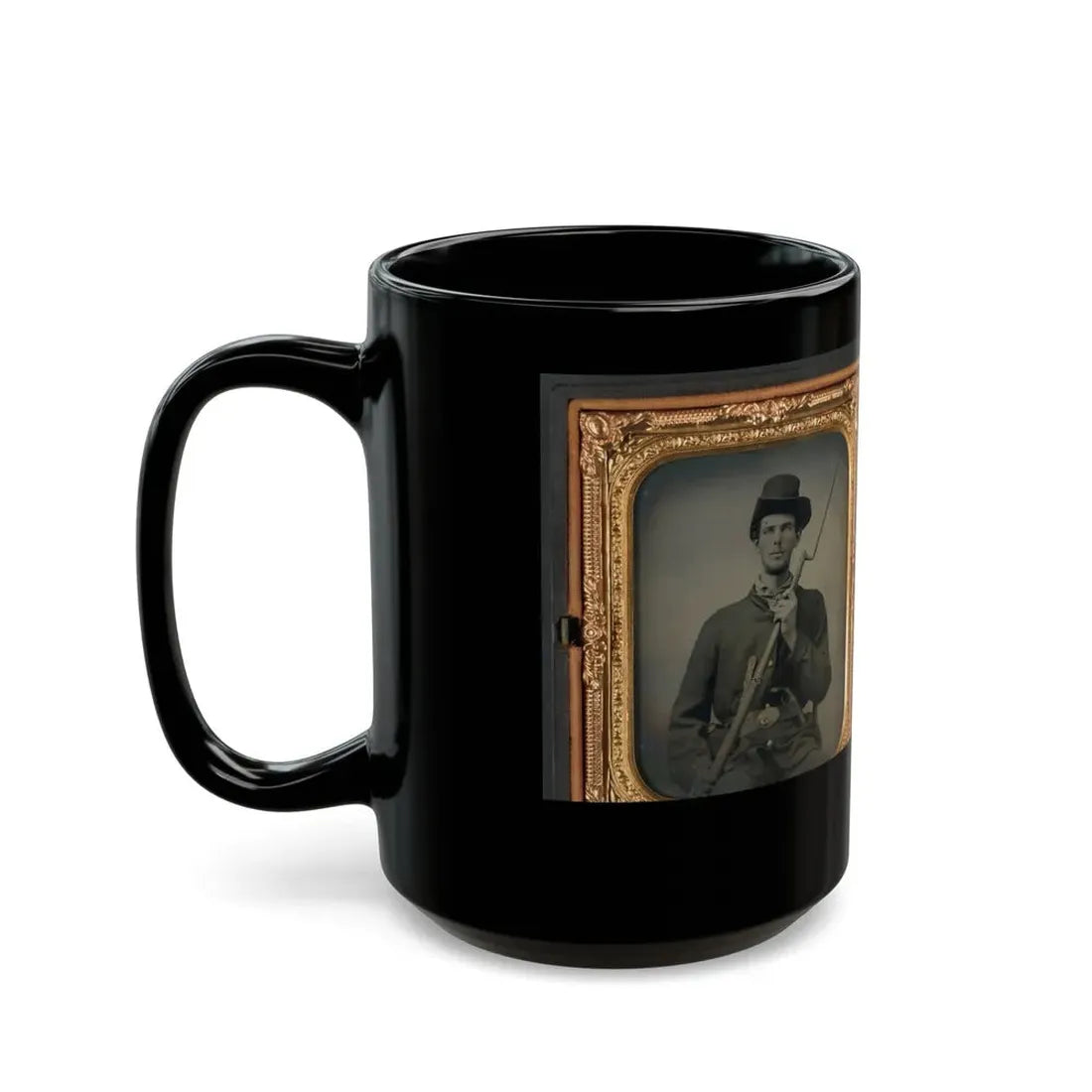Two Unidentified Soldiers In Union Uniforms With Bayoneted Muskets (U.S. Civil War) Black Coffee Mug - Go Mug Yourself