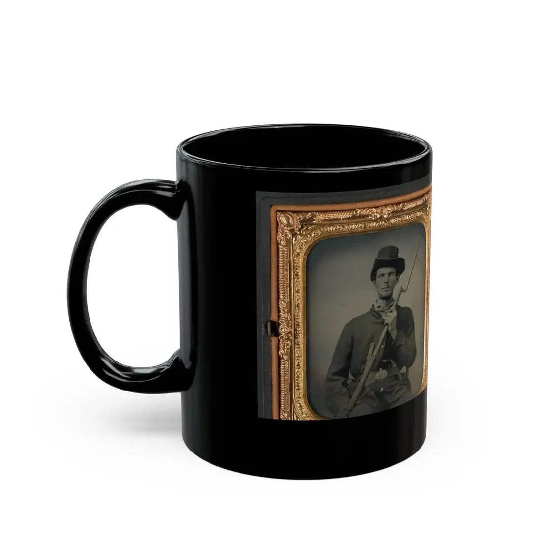 Two Unidentified Soldiers In Union Uniforms With Bayoneted Muskets (U.S. Civil War) Black Coffee Mug - Go Mug Yourself
