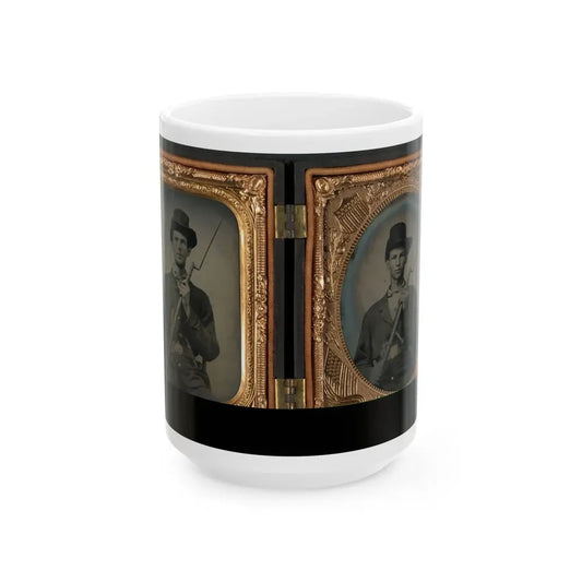 Two Unidentified Soldiers In Union Uniforms With Bayoneted Muskets (U.S. Civil War) White Coffee Mug 15oz - Go Mug Yourself