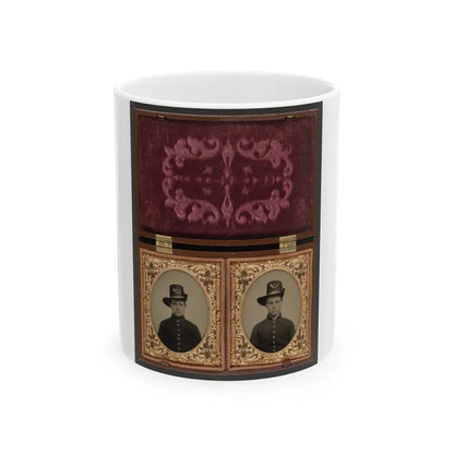 Two Unidentified Soldiers In Union Uniforms With Hardee Hats Bearing Infantry Insignia (U.S. Civil War) White Coffee Mug 11oz - Go Mug Yourself