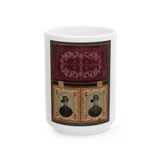 Two Unidentified Soldiers In Union Uniforms With Hardee Hats Bearing Infantry Insignia (U.S. Civil War) White Coffee Mug 15oz - Go Mug Yourself
