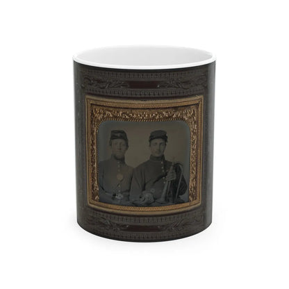 Two Unidentified Soldiers In Union Uniforms With Linked Arms; One Holding Bugle (U.S. Civil War) White Coffee Mug-11oz-Go Mug Yourself