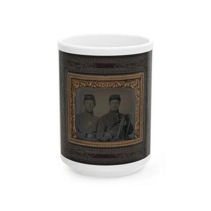 Two Unidentified Soldiers In Union Uniforms With Linked Arms; One Holding Bugle (U.S. Civil War) White Coffee Mug-15oz-Go Mug Yourself