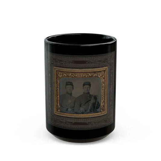 Two Unidentified Soldiers In Union Uniforms With Linked Arms; One Holding Bugle (U.S. Civil War) Black Coffee Mug 15oz - Go Mug Yourself