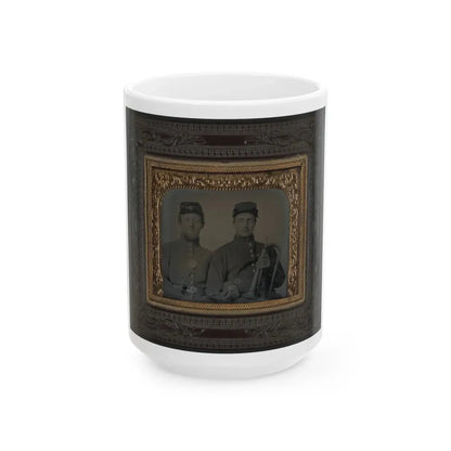 Two Unidentified Soldiers In Union Uniforms With Linked Arms; One Holding Bugle (U.S. Civil War) White Coffee Mug 15oz - Go Mug Yourself
