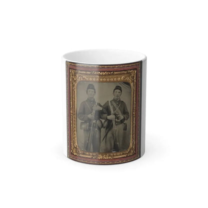 Two Unidentified Soldiers in Union Uniforms With Model 1809 Prussian Bayoneted Muskets and Model 1858 Cloth-Covered Canteens (1) (U.S. Civil War) Color Changing Coffee Mug 11oz Default Title 11oz - Go Mug Yourself