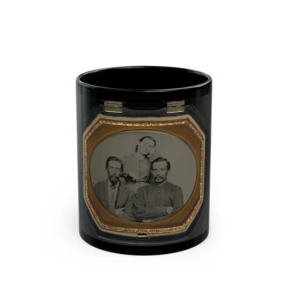 Two Unidentified Soldiers In Union Uniforms With Unidentified Woman (U.S. Civil War) Black Coffee Mug-11oz-Go Mug Yourself