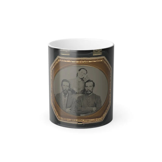 Two Unidentified Soldiers in Union Uniforms With Unidentified Woman (U.S. Civil War) Color Changing Coffee Mug 11oz-11oz-Go Mug Yourself