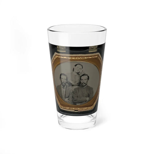 Two Unidentified Soldiers In Union Uniforms With Unidentified Woman (U.S. Civil War) Pint Glass 16oz-16oz-Go Mug Yourself