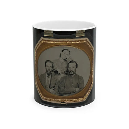 Two Unidentified Soldiers In Union Uniforms With Unidentified Woman (U.S. Civil War) White Coffee Mug 11oz - Go Mug Yourself