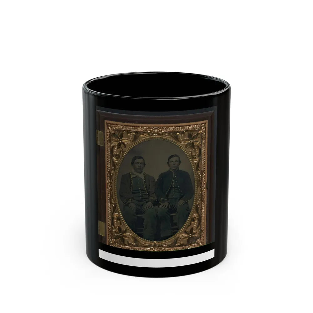 Two Unidentified Soldiers In Union Zouave Uniforms (U.S. Civil War) Black Coffee Mug-11oz-Go Mug Yourself