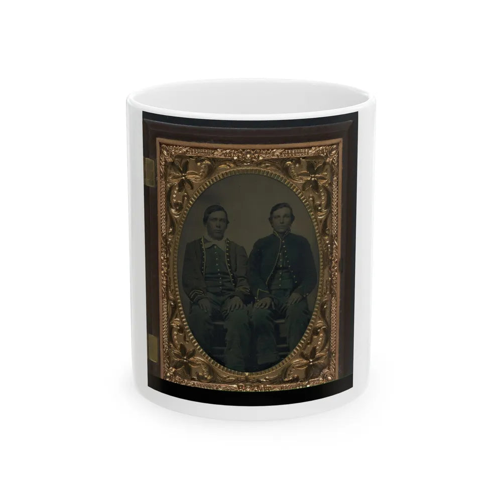 Two Unidentified Soldiers In Union Zouave Uniforms (U.S. Civil War) White Coffee Mug-11oz-Go Mug Yourself