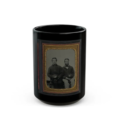 Two Unidentified Soldiers, Possibly Father And Son, In Union Uniforms With 20th Regiment Insignias On Their Kepis (U.S. Civil War) Black Coffee Mug 15oz - Go Mug Yourself