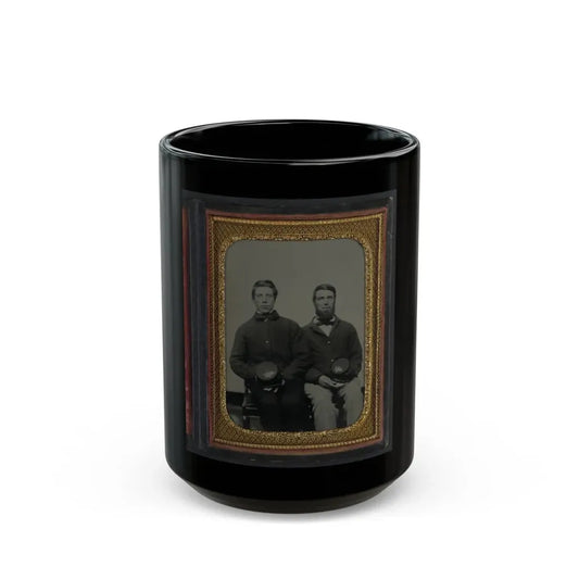 Two Unidentified Soldiers, Possibly Father And Son, In Union Uniforms With 20th Regiment Insignias On Their Kepis (U.S. Civil War) Black Coffee Mug 15oz - Go Mug Yourself