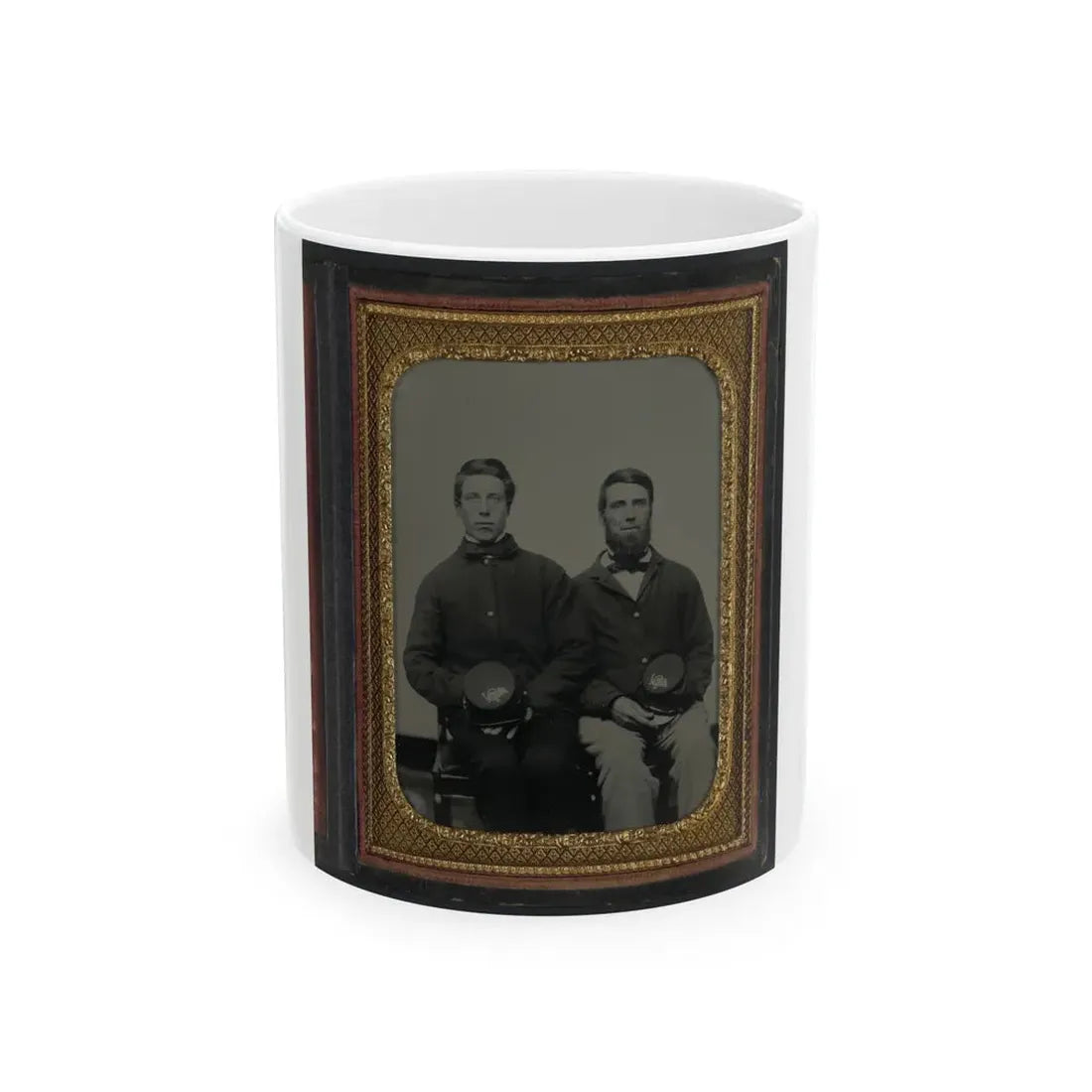 Two Unidentified Soldiers, Possibly Father And Son, In Union Uniforms With 20th Regiment Insignias On Their Kepis (U.S. Civil War) White Coffee Mug 11oz - Go Mug Yourself