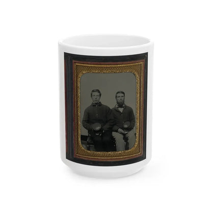 Two Unidentified Soldiers, Possibly Father And Son, In Union Uniforms With 20th Regiment Insignias On Their Kepis (U.S. Civil War) White Coffee Mug 15oz - Go Mug Yourself